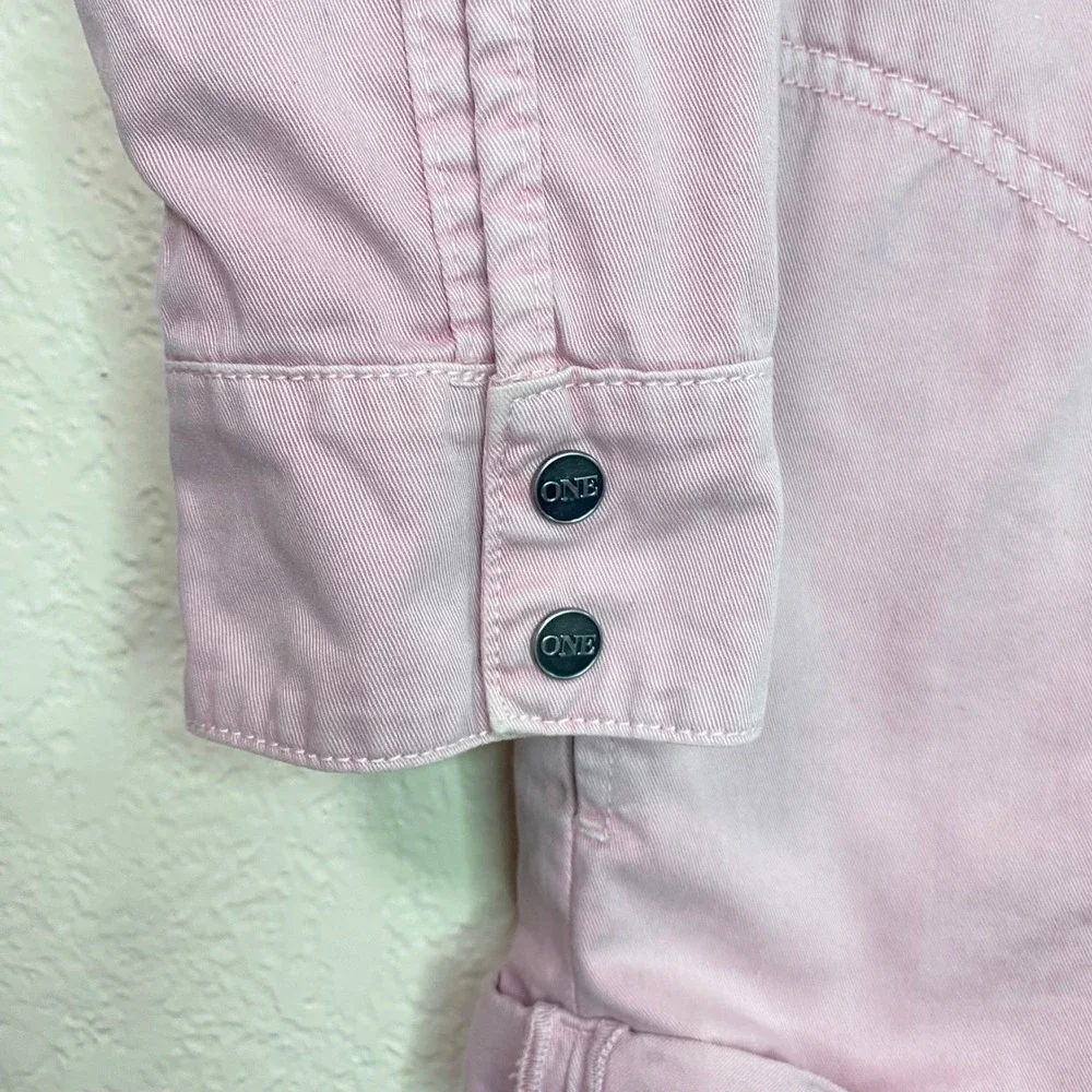 One Teaspoon Prophecy Romper Pink Cotton Utility Button Front Womens Size Small - Picture 5 of 12